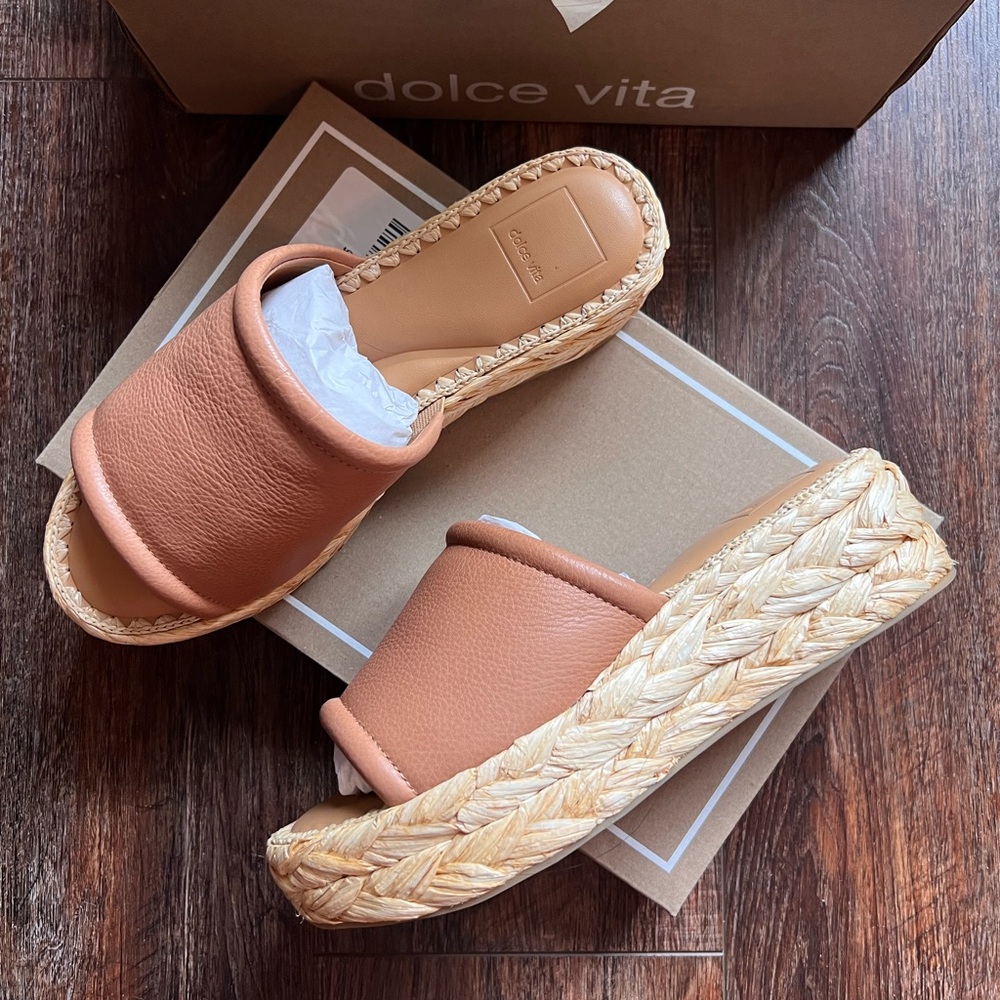 Dolce Vita Tan Woven Platform Sandals